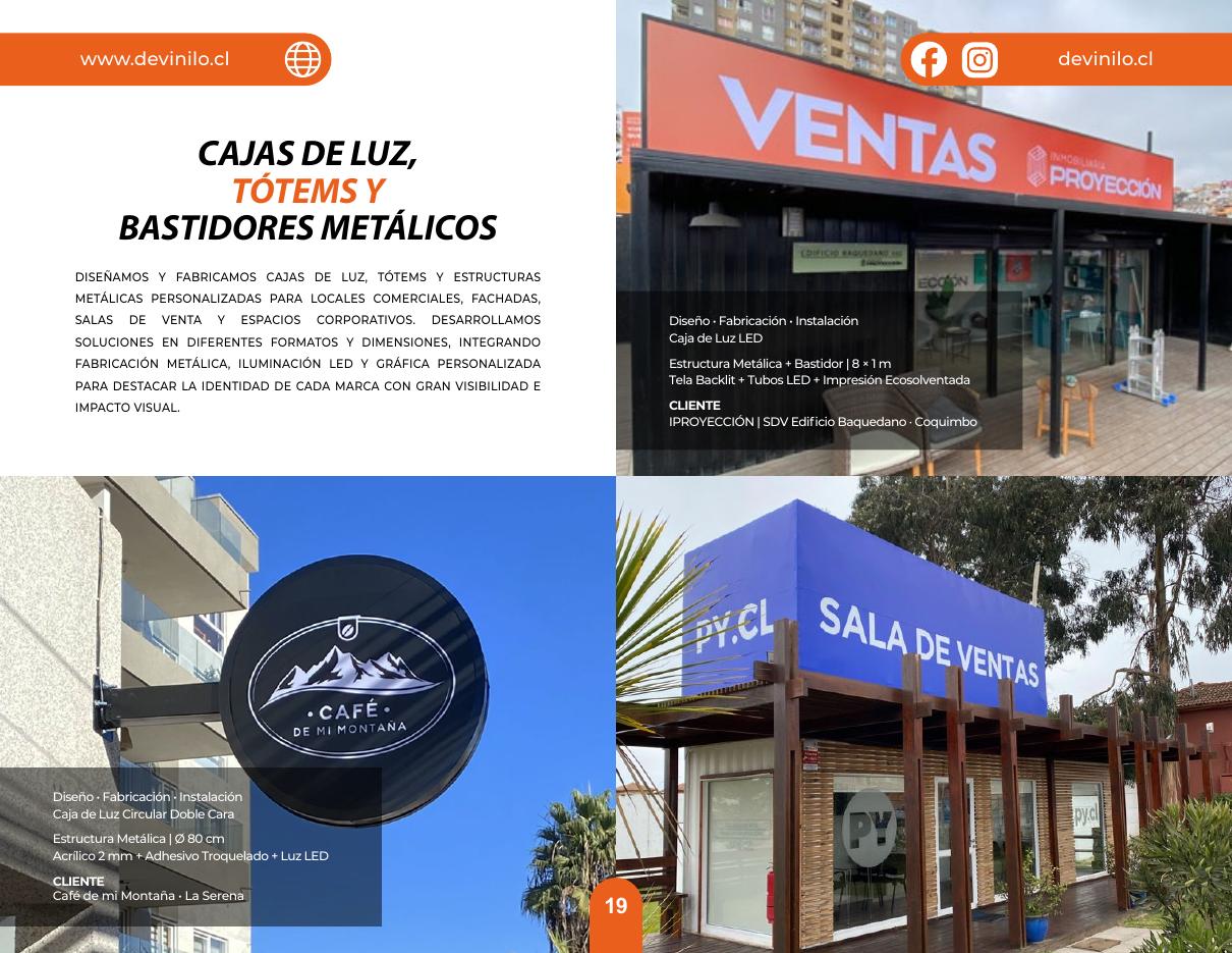 Cajas de luz, tótems y bastidores metálicos